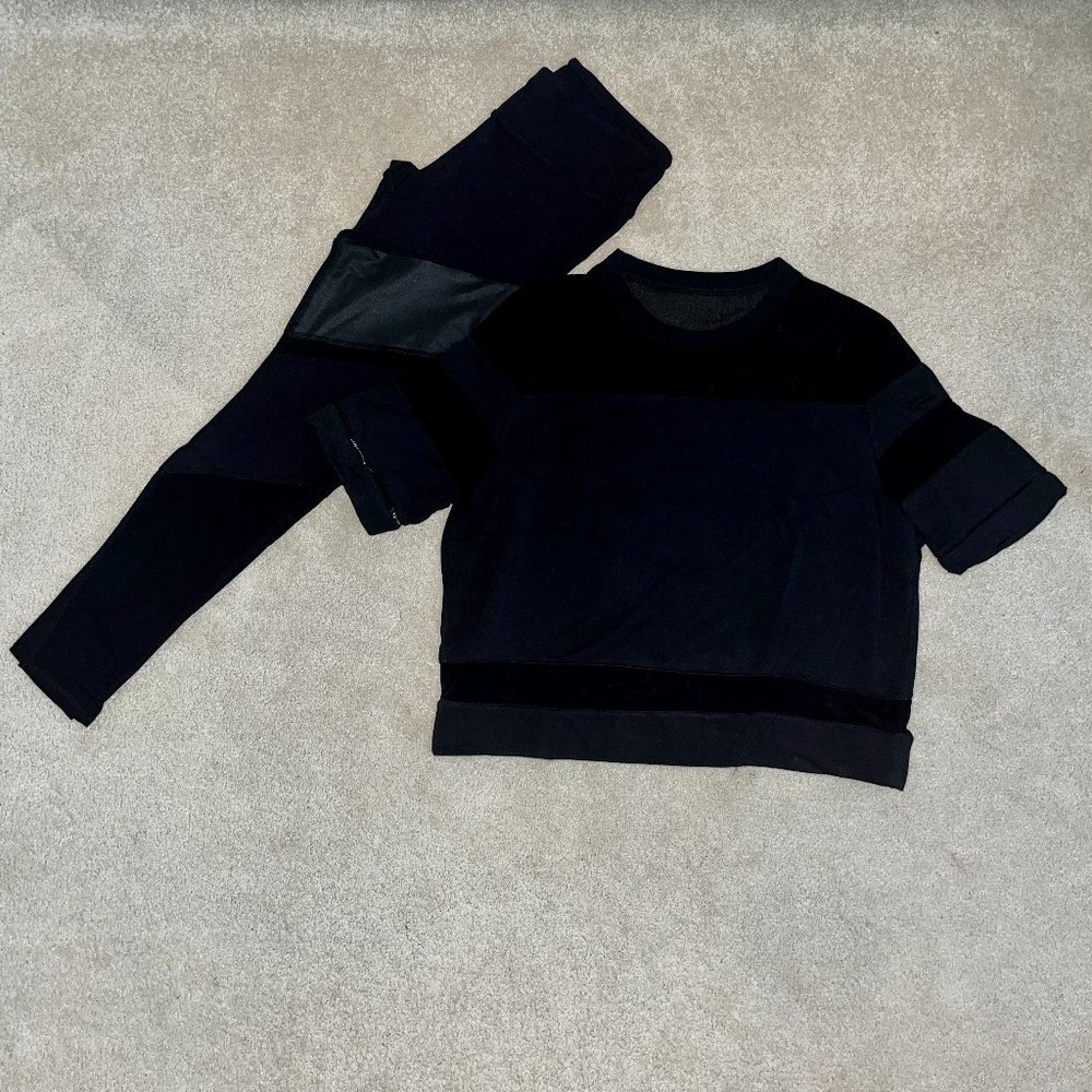 ALO Yoga Black Modal & Mesh Set